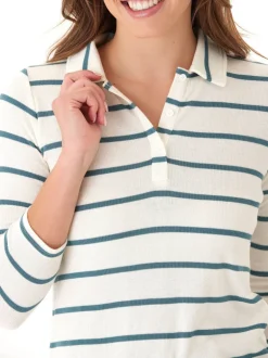 Aanya Caribbean Stripe Feather Rib Polo
