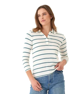 Aanya Caribbean Stripe Feather Rib Polo