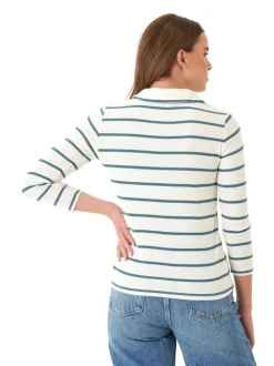 Aanya Caribbean Stripe Feather Rib Polo
