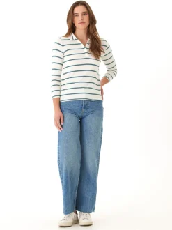 Aanya Caribbean Stripe Feather Rib Polo