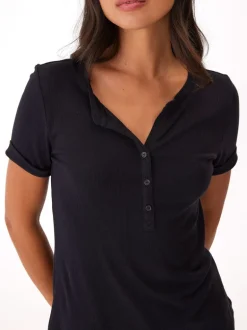 Akia Feather Rib Henley Tee