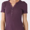 Akia Feather Rib Henley Tee