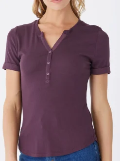 Akia Feather Rib Henley Tee