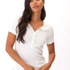 Akia Feather Rib Henley Tee