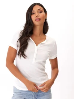 Akia Feather Rib Henley Tee
