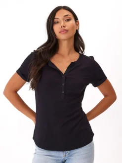 Akia Feather Rib Henley Tee