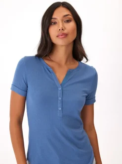 Akia Feather Rib Henley Tee