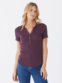 Akia Feather Rib Henley Tee
