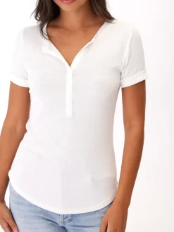 Akia Feather Rib Henley Tee