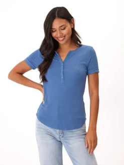 Akia Feather Rib Henley Tee