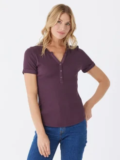 Akia Feather Rib Henley Tee