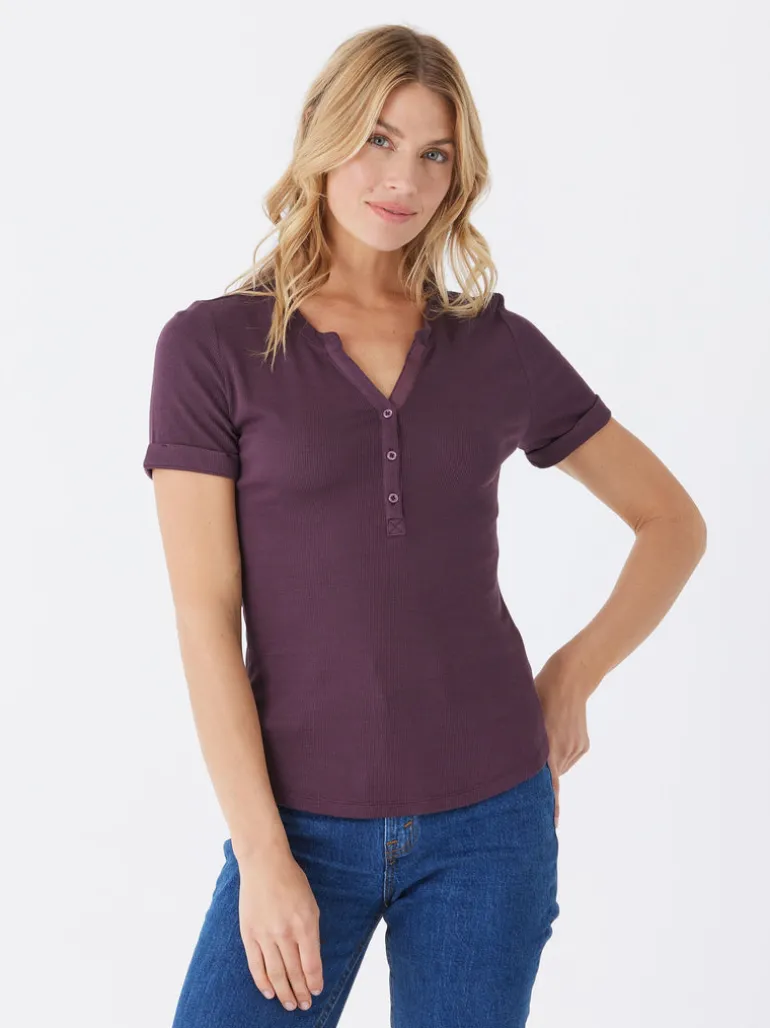 Akia Feather Rib Henley Tee