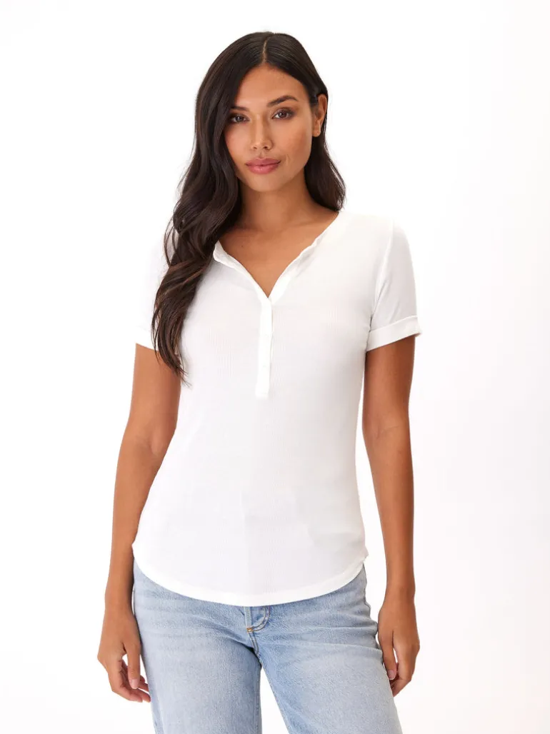 Akia Feather Rib Henley Tee