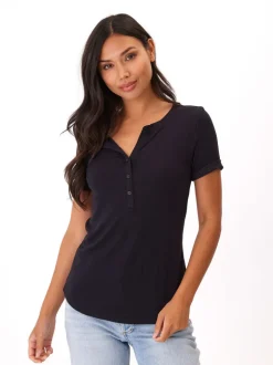 Akia Feather Rib Henley Tee