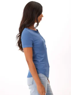 Akia Feather Rib Henley Tee
