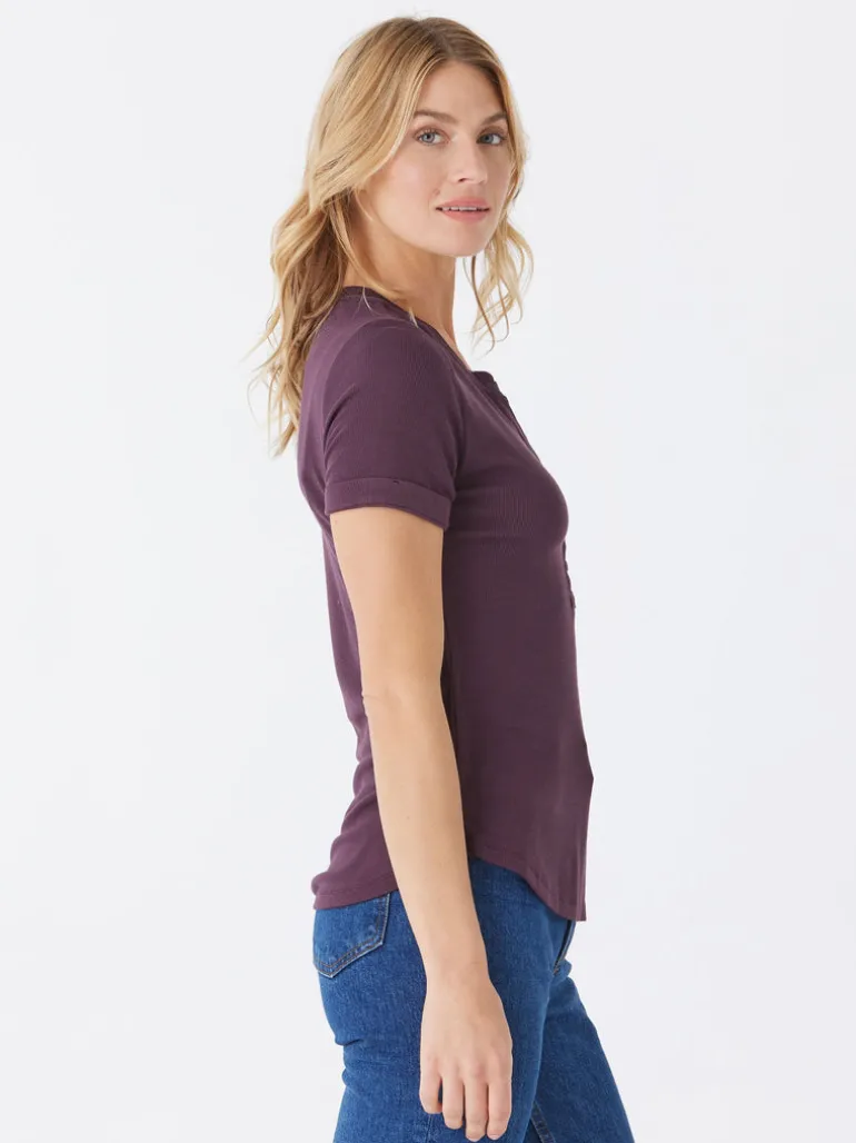 Akia Feather Rib Henley Tee