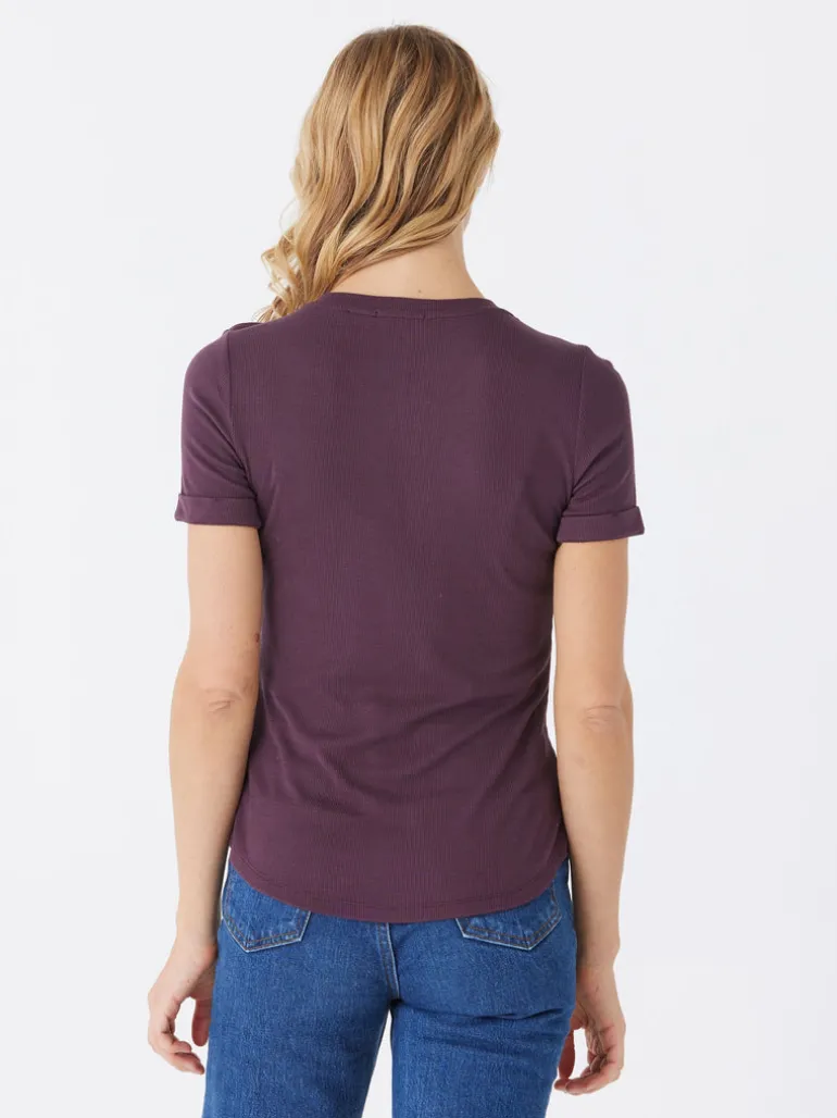 Akia Feather Rib Henley Tee