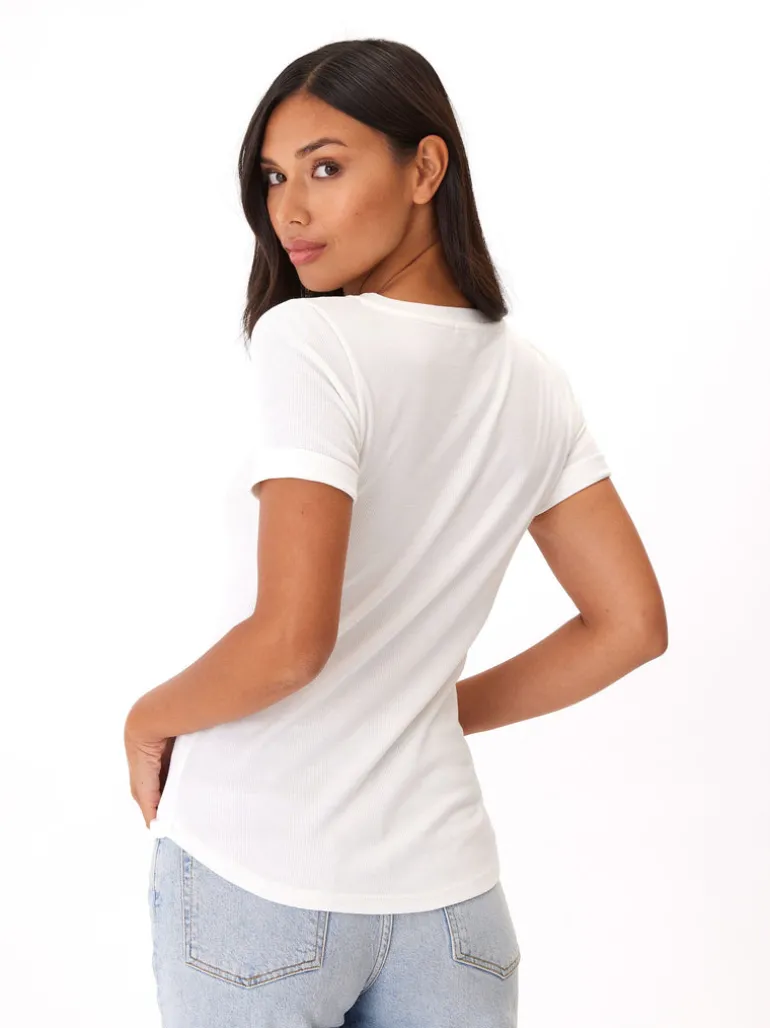Akia Feather Rib Henley Tee