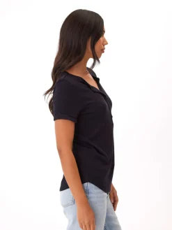 Akia Feather Rib Henley Tee
