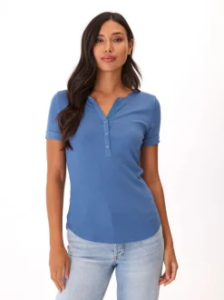 Akia Feather Rib Henley Tee