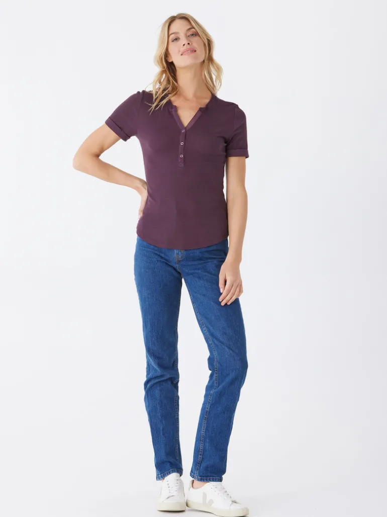 Akia Feather Rib Henley Tee