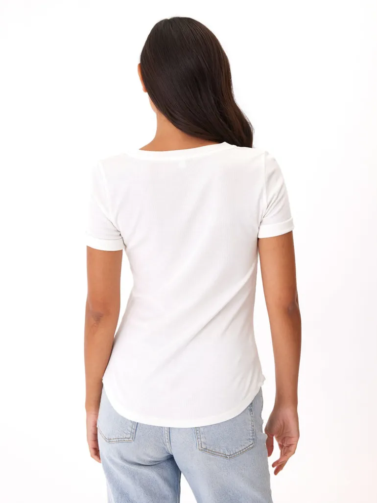 Akia Feather Rib Henley Tee