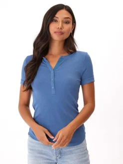 Akia Feather Rib Henley Tee