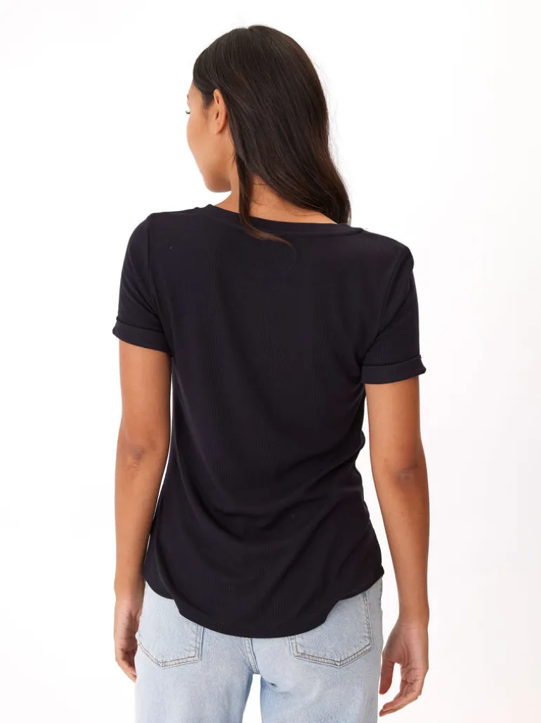 Akia Feather Rib Henley Tee