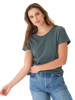 Alycia Textured Slub Jersey Cutout Top