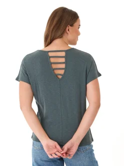 Alycia Textured Slub Jersey Cutout Top