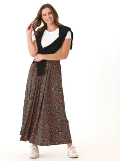 Anastacia Micro Bloom Print Woven Maxi Skirt