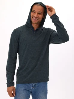 Black Fleck Triblend Henley Hoodie