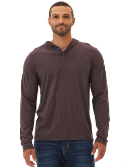 Black Fleck Triblend Henley Hoodie