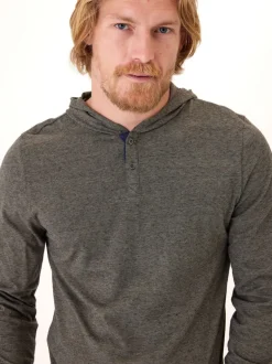 Black Fleck Triblend Henley Hoodie