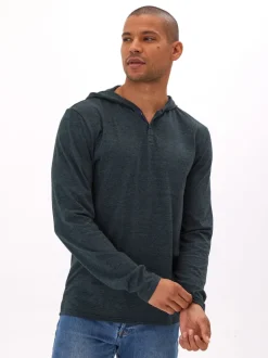 Black Fleck Triblend Henley Hoodie