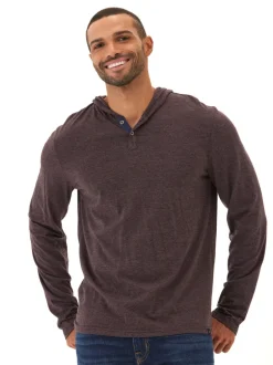 Black Fleck Triblend Henley Hoodie