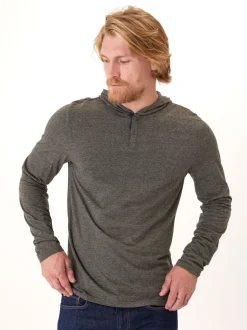 Black Fleck Triblend Henley Hoodie