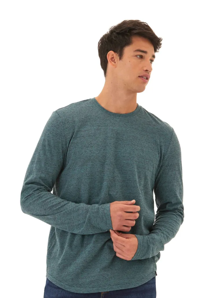 Black Fleck Triblend Long Sleeve Crew