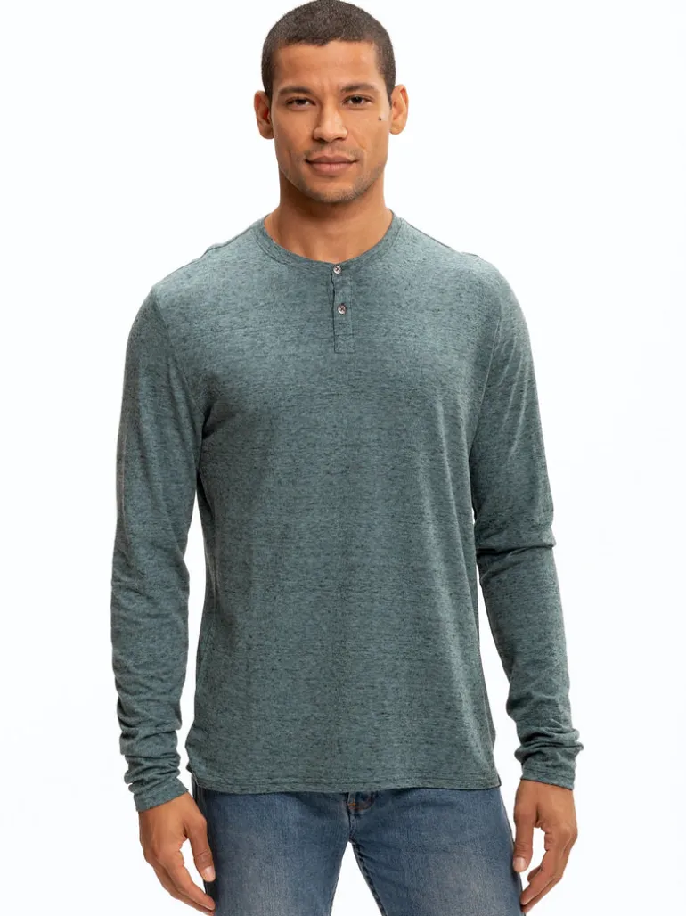 Braeden Black Fleck Long Sleeve Triblend Henley