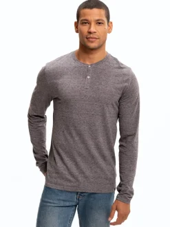 Braeden Black Fleck Long Sleeve Triblend Henley