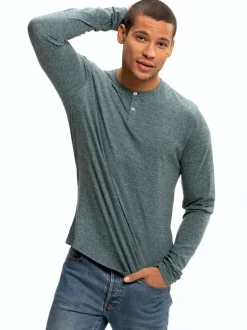 Braeden Black Fleck Long Sleeve Triblend Henley