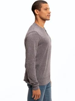 Braeden Black Fleck Long Sleeve Triblend Henley