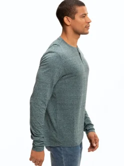 Braeden Black Fleck Long Sleeve Triblend Henley