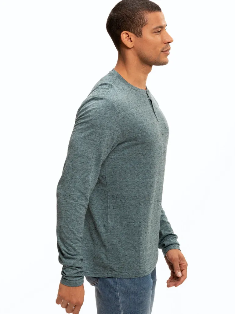 Braeden Black Fleck Long Sleeve Triblend Henley