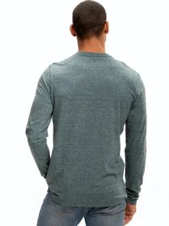 Braeden Black Fleck Long Sleeve Triblend Henley