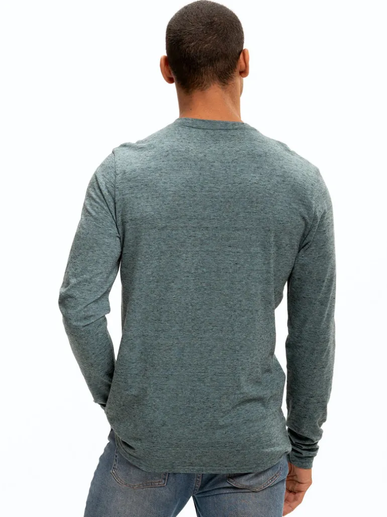 Braeden Black Fleck Long Sleeve Triblend Henley