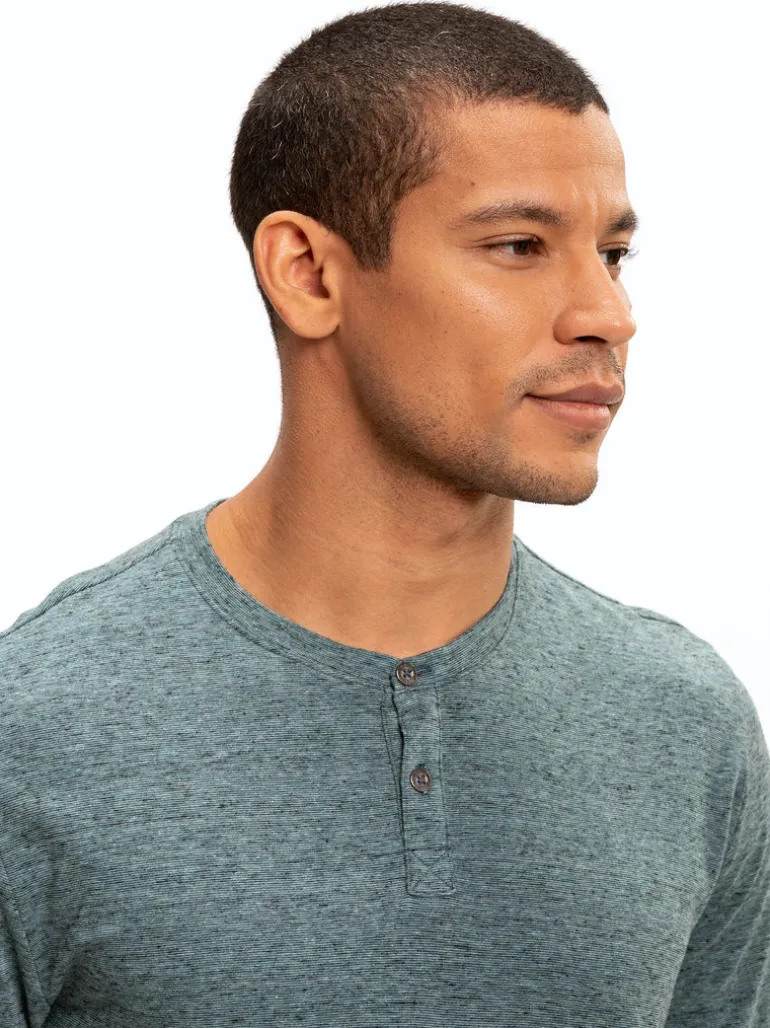 Braeden Black Fleck Long Sleeve Triblend Henley