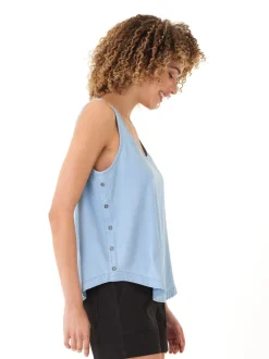 Clarice 2.0 Stretch Chambray Button Tank