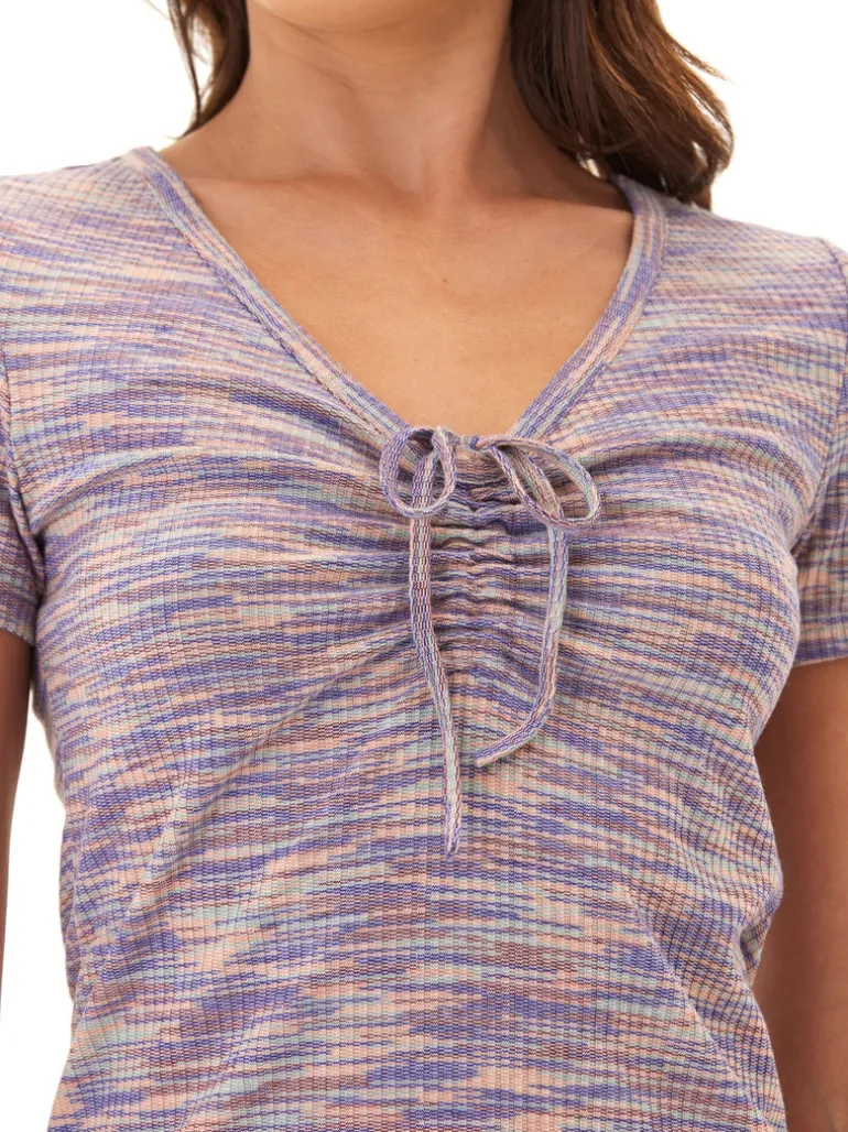 Cosima Marble Rib V-Neck Tee