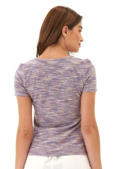 Cosima Marble Rib V-Neck Tee